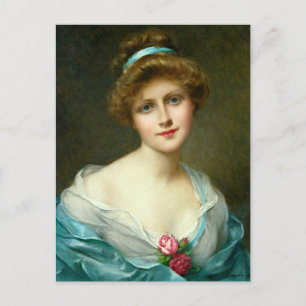 Vackert Dam Grönt Dress_GC - vykort