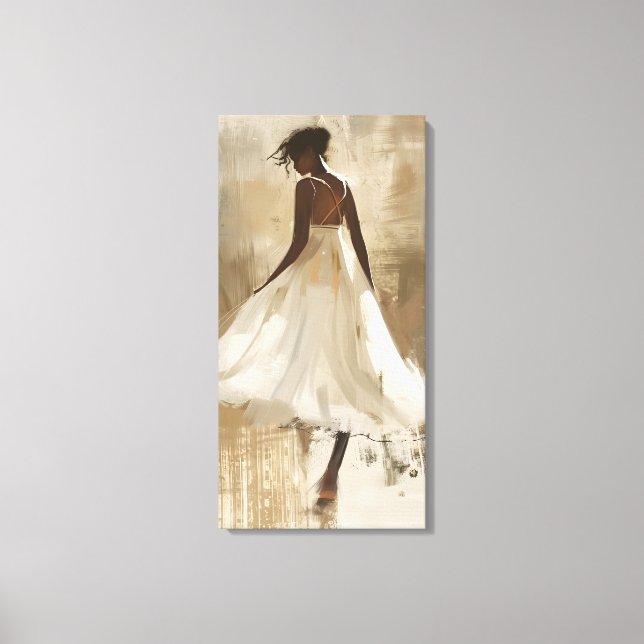 Vackert Dam i White Dress Aesthetic Canvas Art (Framsida)