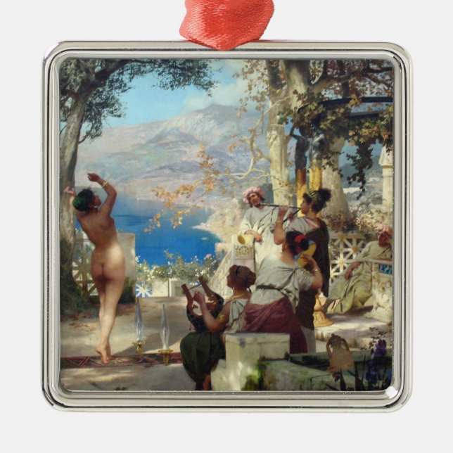 Vackert dammdanande mellan dammar julgransprydnad metall (Framsidan)