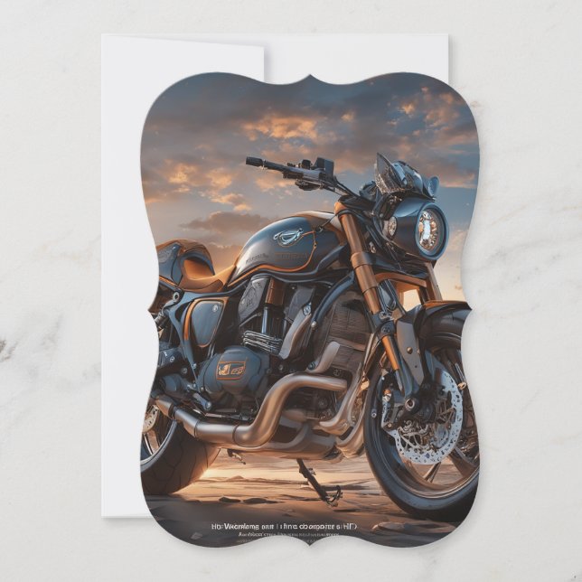 Vackert, detaljerat, invecklad motorcykel med vint anteckningskort (Framsida)