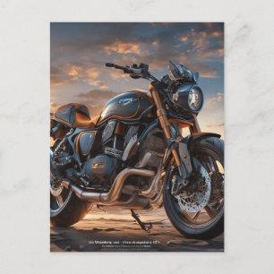 Vackert, detaljerat, invecklad motorcykel med vint vykort