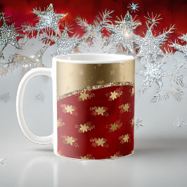 Vackert, djupt rött Blommönster med Guld Ribbon Kaffemugg
