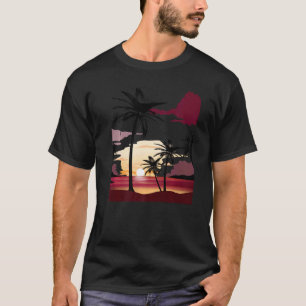 Vackert, djupt rött solnedgång med silhuetterat Ha T Shirt