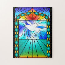 Vackert dove Stached Glass Church Window Puzzle