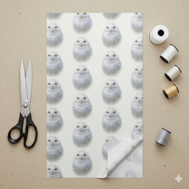 Vackert, Dreamy och Serene Snowy Uggla Tyg (Snowy Owl Yard of Fabric Cover Photo)
