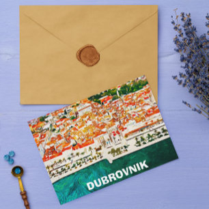 Vackert Dubrovnik Kroatien - Färg olja Vykort