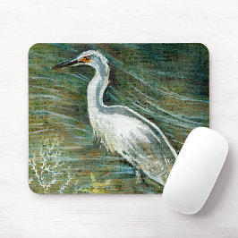 Vackert Egret Shorebird Wading in Vatten Art Musmatta