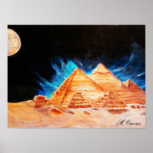 Vackert egyptiskt pyramids akrylmålning poster (Framsidan)