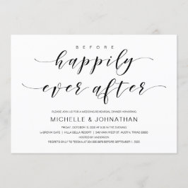 Vackert elegans, svart skript, repetitionsmiddag inbjudningar