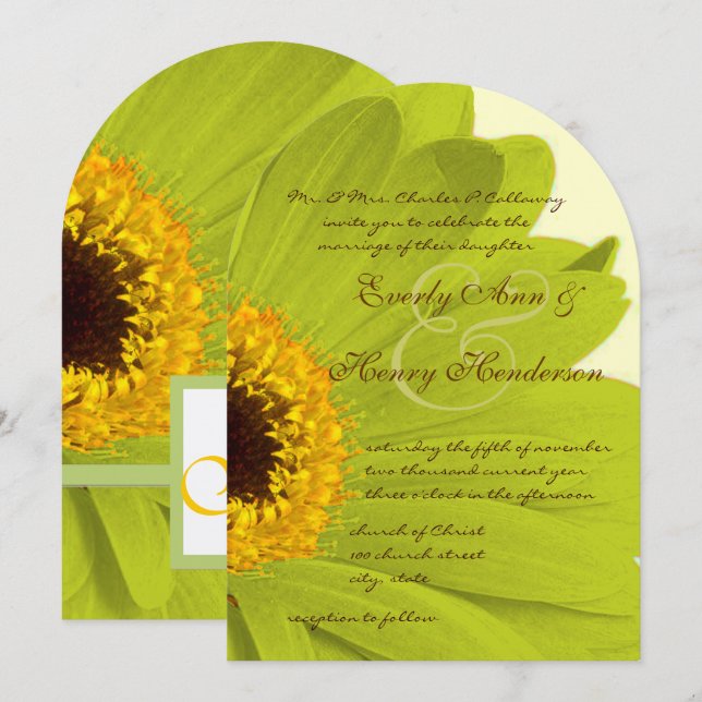 Vackert Elegant Bröllopsinbjudan till Daisyn Gerbe Inbjudningar (Fram/baksida)