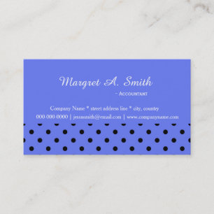 Vackert, elegant, coola svart och blått polka dots visitkort