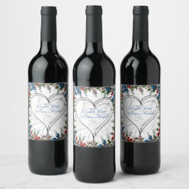 Vackert,elegant och vismisk bröllop temadekoration vinflaska etikett