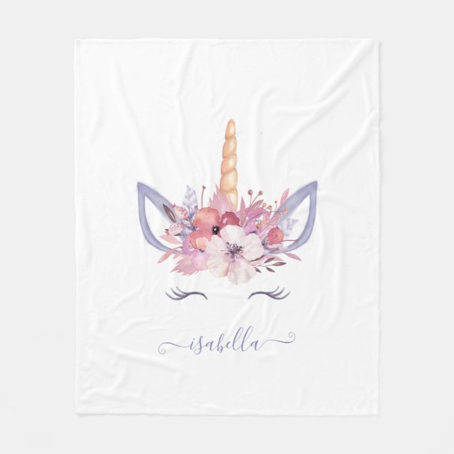 Vackert encorn ansikte blommigt namn fleecefilt (Framsidan)