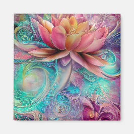 Vackert Etheral Whimsical Lotus Flower Magnet