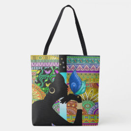 Vackert etniskt kvinna över hela utskriften tygkasse