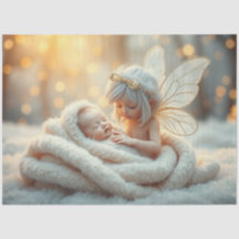 Vackert Fairy and Baby Fantasy Art Tissue Paper