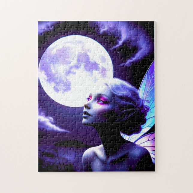 Vackert Fairy Tittar upp på Full Moon Pussel (Vertikal)
