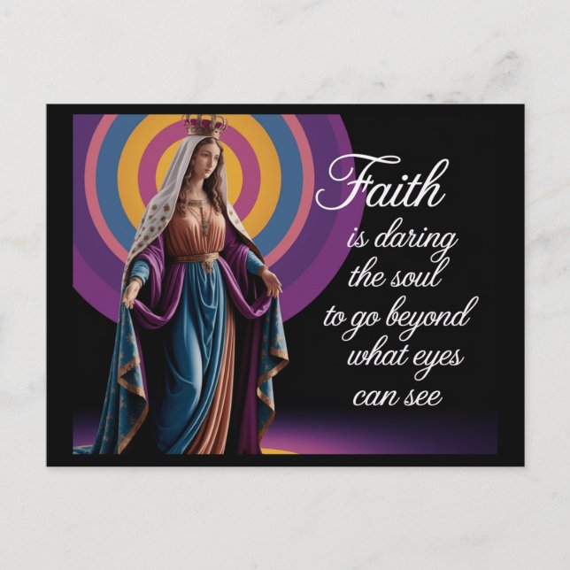 Vackert Faith Quote med Mary Vykort (Framsida)