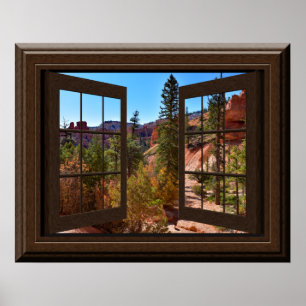 Vackert Fake Window View Autumn Bryce Canyon Poster