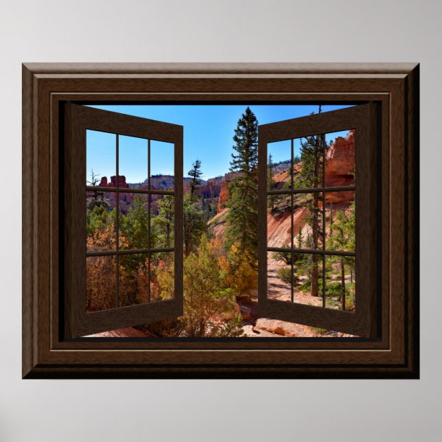 Vackert Fake Window View Autumn Bryce Canyon Poster (Framsidan)