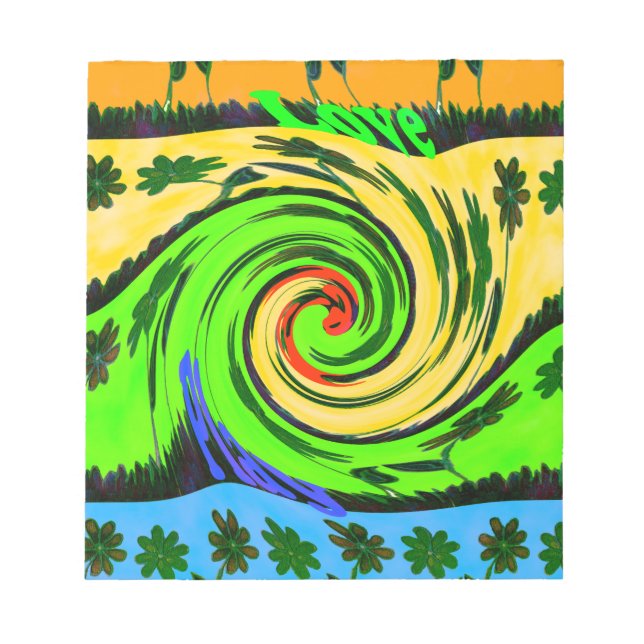 Vackert Fantastisk Vågigt Blommigt Färg Anteckningsblock (Framsida)