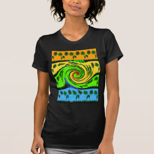 Vackert Fantastisk Vågigt Blommigt Färg T-shirt
