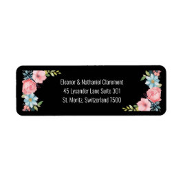 Vackert färgämne Blommigt Bröllop Returadress Etikett
