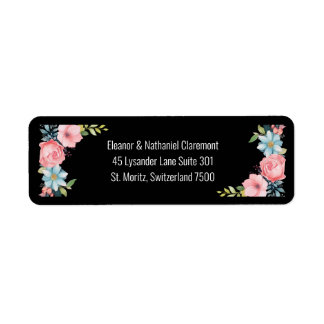 Vackert färgämne Blommigt Bröllop Returadress Etikett