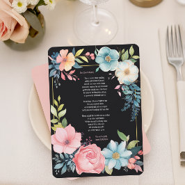 Vackert färgämne Blommigt Bröllop Tack Kort