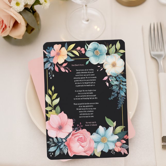 Vackert färgämne Blommigt Bröllop Tack Kort (Beautiful Colorful Watercolor Floral Wedding Thank You Card
)