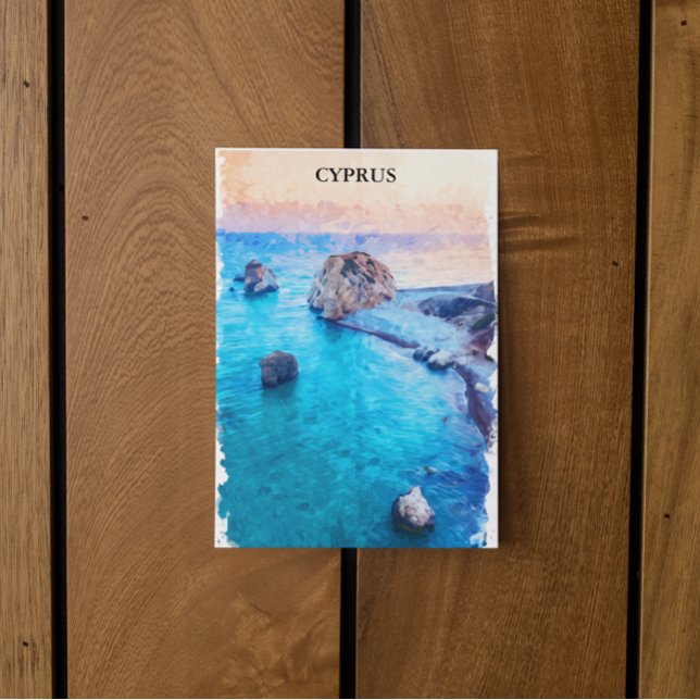 Vackert färgat Cypern Kusten Vykort (Cyprus coastline nature postcard)