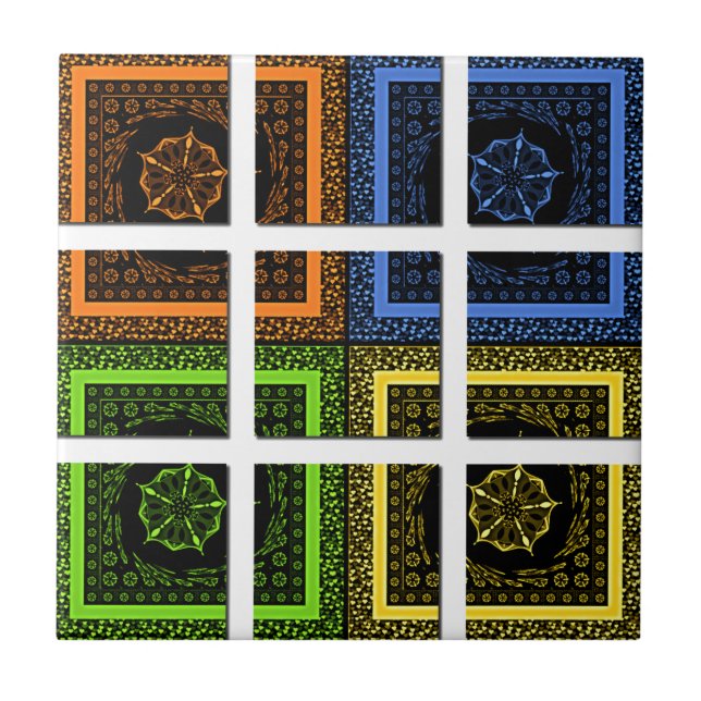 Vackert, färgbehärskat geometriskt rand kakelplatta (Framsidan)