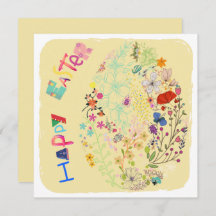 Vackert färgkort för Blommigt av ägg Påsk