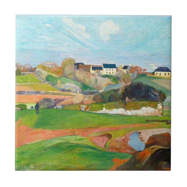 Vackert, färglöst landskap kakelplatta (Framsidan)