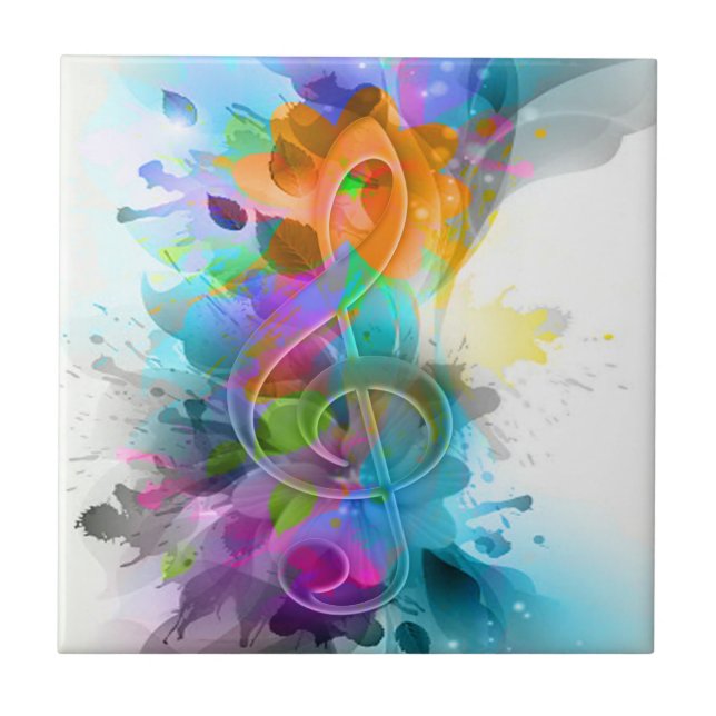 Vackert färgstarkt Watercolor Splatter Music-medde Kakelplatta (Framsidan)