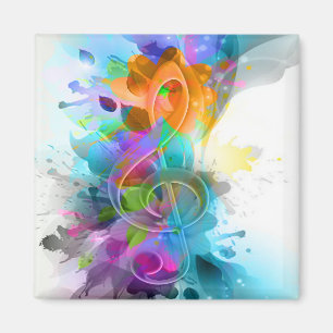 Vackert färgstarkt Watercolor Splatter Music-medde Magnet
