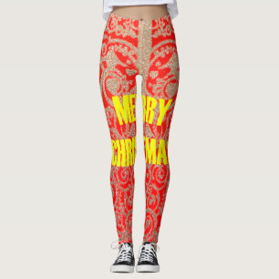 Vackert Female Santa God jul Glitter art Leggings