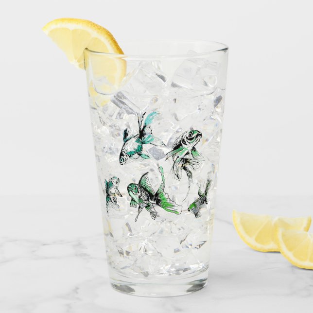 Vackert fiskglas Guld Glaskopp (Framsida Ice)