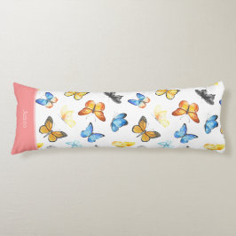 Vackert fjäril Mönster med Namn Rosa bomull Kroppskudde