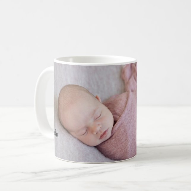 Vackert Flicka Photo Newborn Sweet Gift Kaffemugg (Framsida vänster)