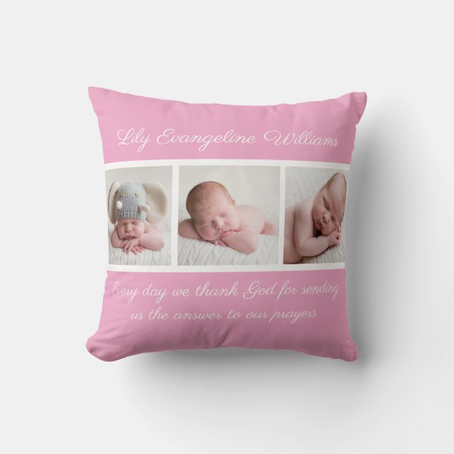 Vackert Flicka Rosa Photo Religiösa Quote Kudde (Framsida)