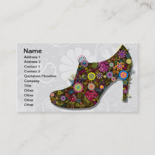Vackert Flower och Bird Shoe Retro Visitkort