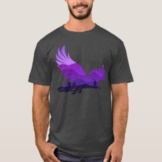Vackert fluga Eagle Forest Bird Silhouette-fond T Shirt