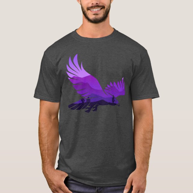 Vackert fluga Eagle Forest Bird Silhouette-fond T Shirt (Framsida)