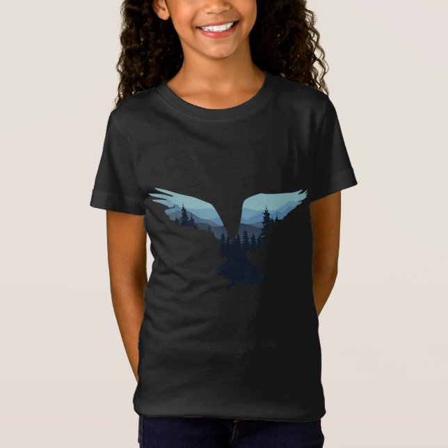 Vackert flugglande Eagle Night Himlar Forest Bird  T Shirt (Framsida)