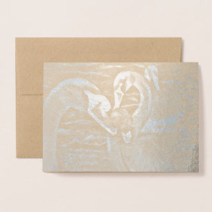 Vackert Foil Flock of Svanar Card Anpassningsbar M Folierat Kort