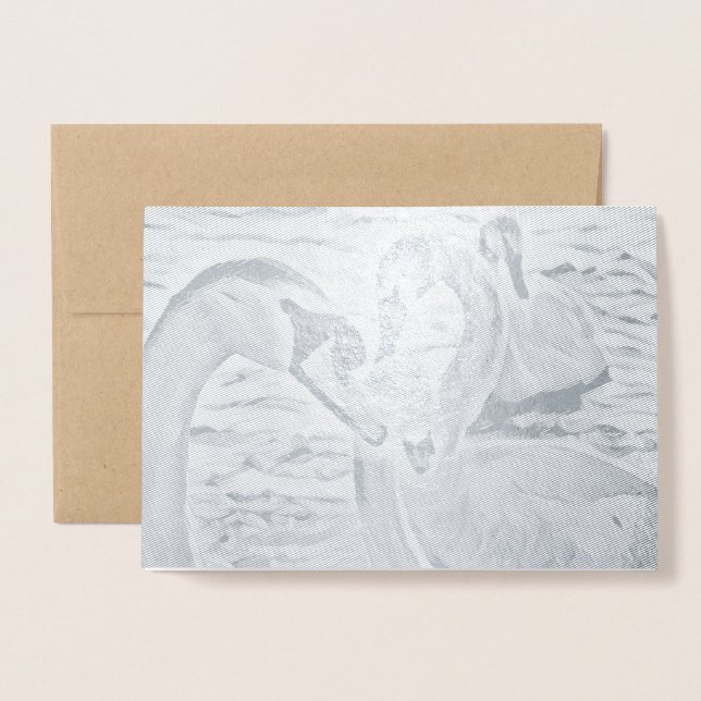 Vackert Foil Flock of Svanar Card Anpassningsbar M Folierat Kort (Framsida med kuvert)
