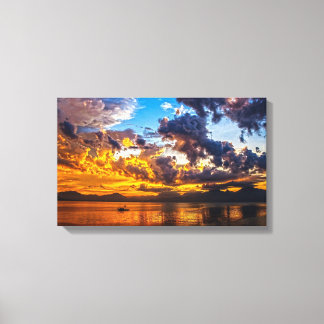 Vackert fotografi Sunset över floden Bank Canvastryck