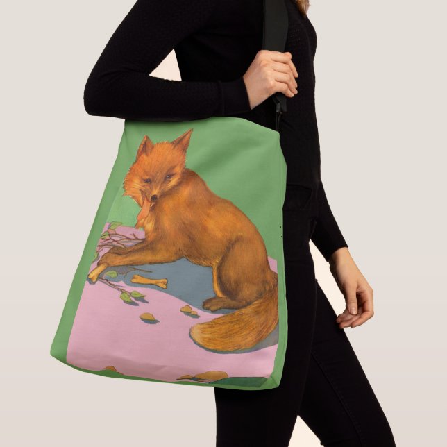 vackert foxtryck axelväska (Närbild)