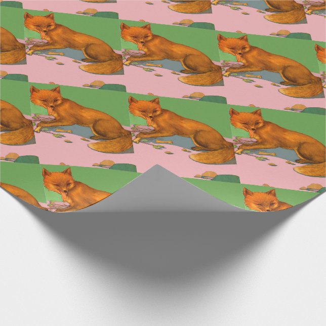 vackert foxtryck presentpapper (Hörn)